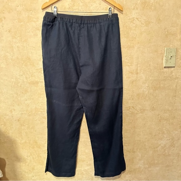 Ellen Tracy Company 100% Linen Navy Blue Pull-On Pants sz Medium - Picture 5 of 6